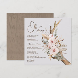 Elegant Boho Deer Antler Baby shower Invitation