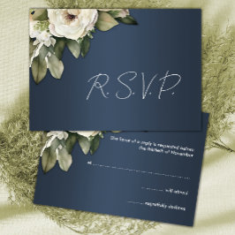 Elegant Boho Dusty Blue und Rose Wedding RSVP