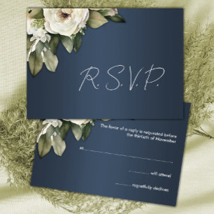 Elegant Boho Dusty Blue und Rose Wedding RSVP