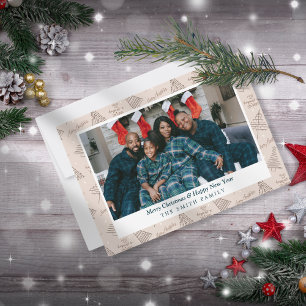 Elegant Boho Earthy Weihnachtsgrüße mit Foto Feiertagskarte