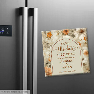 Elegant Boho Erdig Elfenbein Oliven Blumen Merken  Magnet