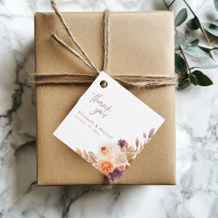 Elegant Boho Fall Floral Gastgeschenk Hochzeit Tag Geschenkanhänger