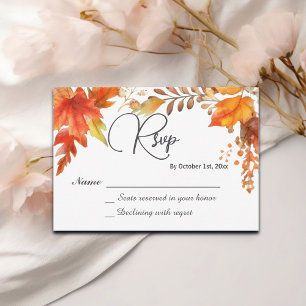 Elegant Boho Fall Floral Maple Blätter Wedding RSV RSVP Karte
