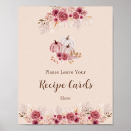 Elegant Boho Fall Leave Your Recipe Card Here Poster
