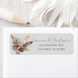 Elegant Boho Feather Watercolor Hochzeitadresse