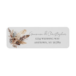 Elegant Boho Feather Watercolor Hochzeitadresse