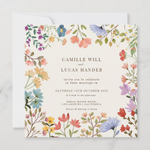 Elegant Boho Fleur sauvage Faire-part de mariage