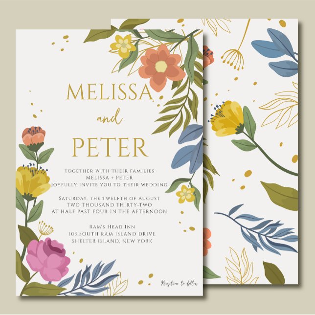 Elegant Boho Fleur sauvage Faire-part de mariage (Créateur téléchargé)
