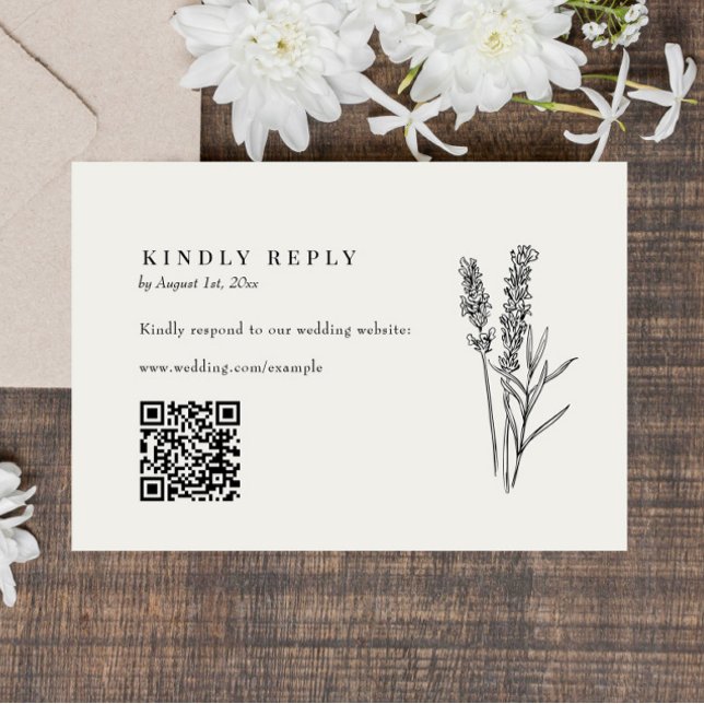 Elegant Boho Fleur sauvage QR Code Mariage RSVP (Créateur téléchargé)