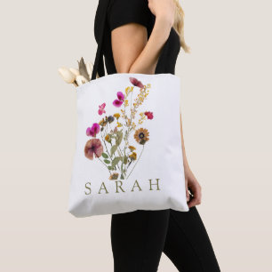 Elégant Boho Fleur sauvage Sac fourre-tout Floral