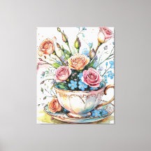 Elégant Boho Floral Art imprimé toile étirée