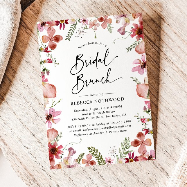 Elegant Boho Floral Botanical Bridal Brunch Dusche Einladung (Von Creator hochgeladen)