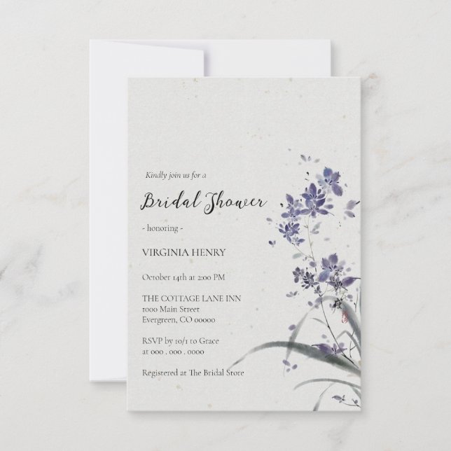 Elegant Boho Floral Brautparty Einladung (Vorderseite)