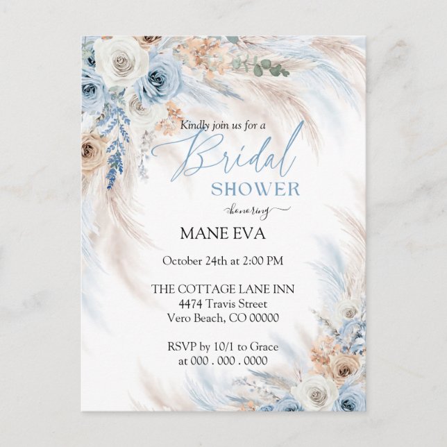 Elegant Boho Floral Brautparty Postkarte (Vorderseite)