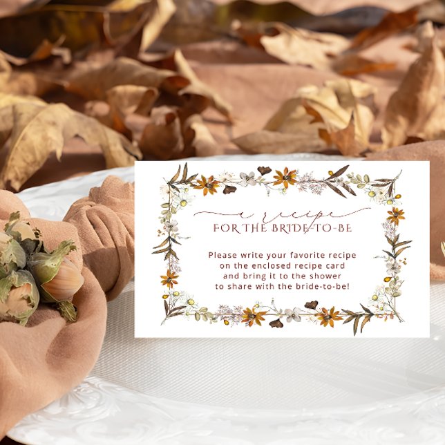 Elegant Boho Floral Brautparty Rezept Anfrage Begleitkarte (Von Creator hochgeladen)