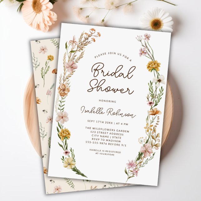 Elegant Boho Floral Bridal Dusche Einladung (Elegant Boho Floral Bridal Shower Invitation)