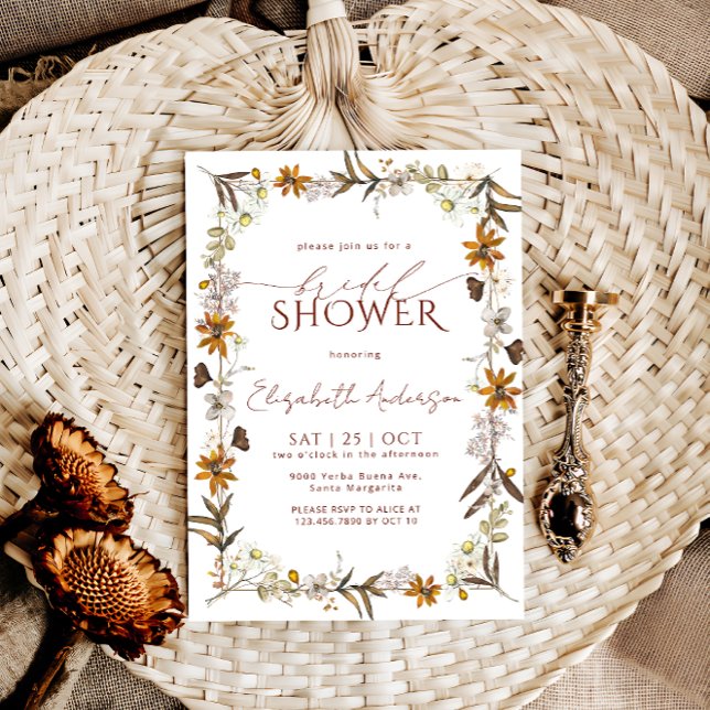 Elégant Boho Floral Bridal Shower Invitation (Créateur téléchargé)