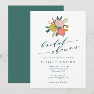 Elegant Boho Floral Einfaches Brautparty Einladung