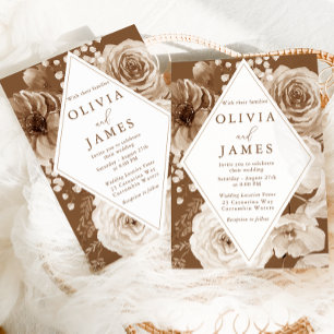 Elegant Boho Floral Frame Wedding Einladung