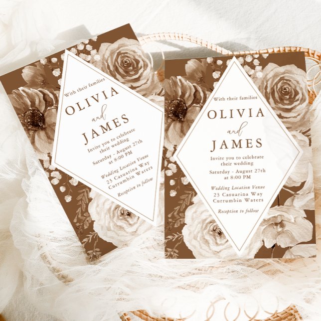 Elegant Boho Floral Frame Wedding Einladung (Von Creator hochgeladen)
