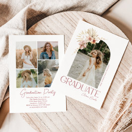 Elégant Boho Floral Graduation Invitation