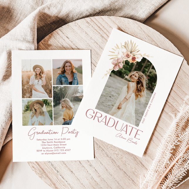 Elégant Boho Floral Graduation Invitation (Créateur téléchargé)