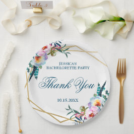 Elegant Boho Floral Junggeselinnen-Abschied Pappteller