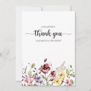 Elégant Boho Floral Mariage Carte de remerciements