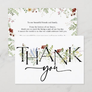 Elegant Boho Floral Merci Cartes