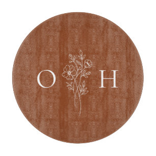 Elegant Boho Floral Monogram Schneidebrett