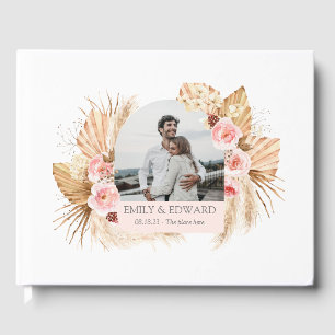 Elégant Boho Floral Pampas Grass photo livre d'or