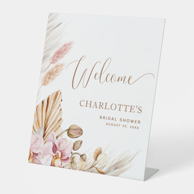 Élégant Boho Floral | Panneau Wedding shower (Recto)