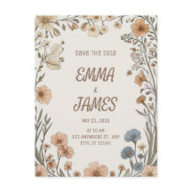 Elegant Boho Floral Save the Date Card