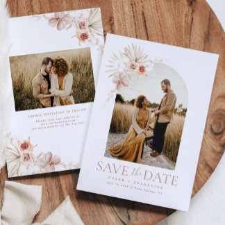 Elegant Boho Floral Save the Date Einladung