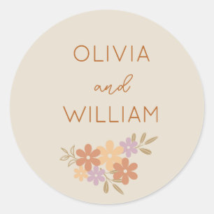 Elegant Boho Floral Wedding Aufkleber