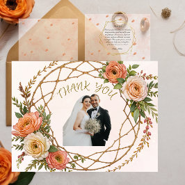 Elegant Boho Floral Wedding Danke-Card Dankeskarte
