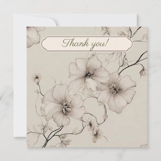 Elegant Boho Floral Wedding Danke-Card Karte (Vorderseite)