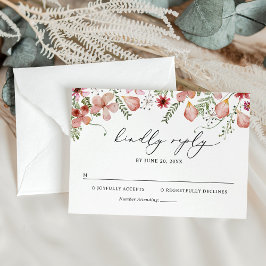 Elegant Boho Floral Wedding RSVP Card Karte
