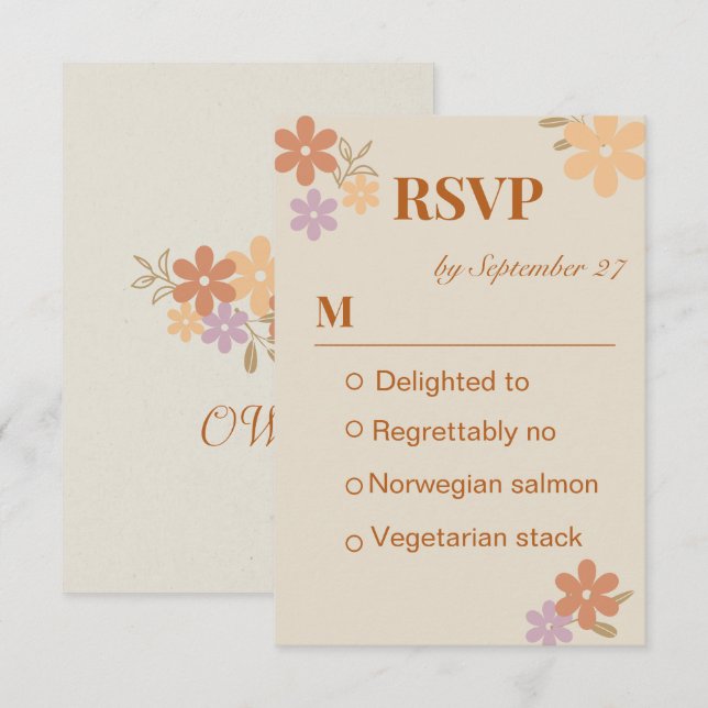 Elegant Boho Floral Wedding RSVP Karte (Vorne/Hinten)