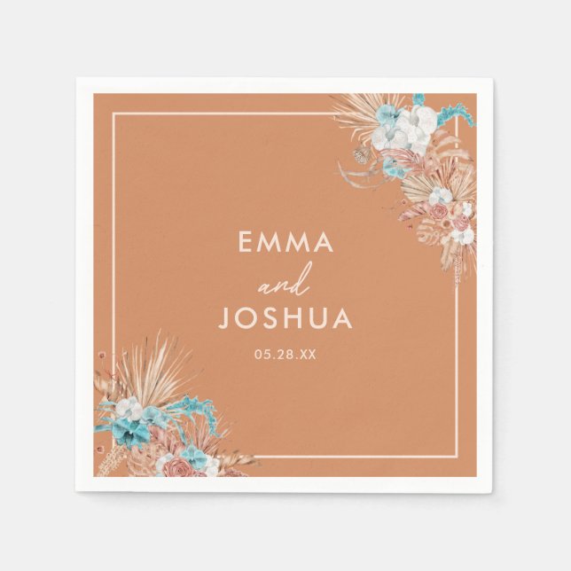Elegant Boho Floral Wedding Serviette (Vorderseite)