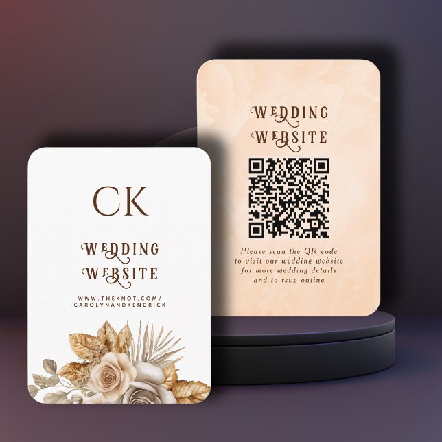 Elegant Boho Floral Wedding Website QR Code UAWG Begleitkarte (Von Creator hochgeladen)