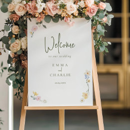 Élégant Boho Floral Welcome Calligraphie Mariage