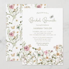 Elegant Boho Floral Wildblume Bridal Brunch Einladung