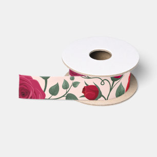 Elegant Boho Floral Wildblume Red Satinband