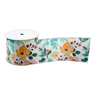 Elegant Boho Floral Wildblume Satinband
