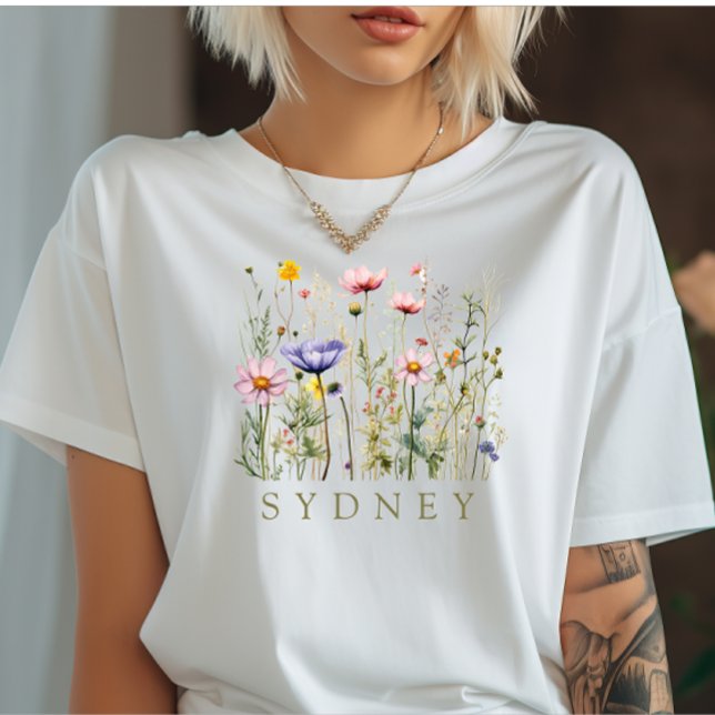 Elegant Boho Floral Wildblume T-Shirt (Von Creator hochgeladen)