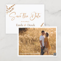 Elegant Boho Foto Orange Blume Save the Date