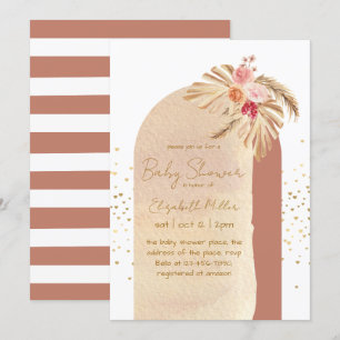 Elegant Boho Frame Gender Neutral Baby Duwer Einladung