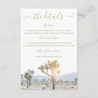 Elegant Boho Green Joshua Tree Wedding Details Begleitkarte