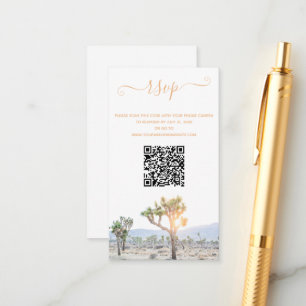 Elegant Boho Greenery Joshua Tree QR Code Wedding Begleitkarte
